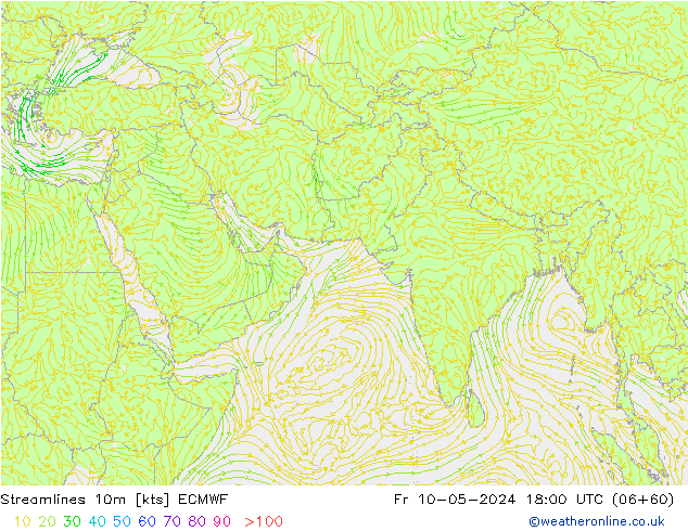 Linea di flusso 10m ECMWF ven 10.05.2024 18 UTC
