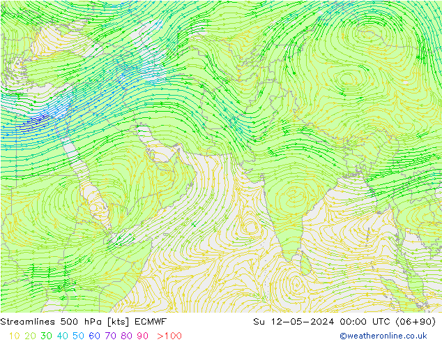 Rüzgar 500 hPa ECMWF Paz 12.05.2024 00 UTC