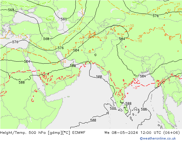 Z500/Regen(+SLP)/Z850 ECMWF wo 08.05.2024 12 UTC