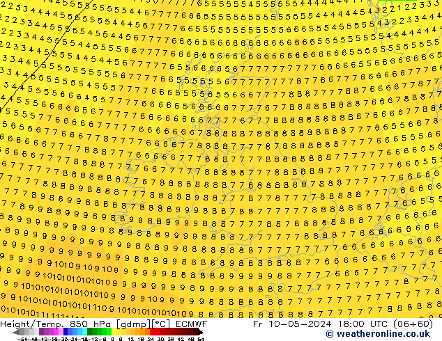 Height/Temp. 850 hPa ECMWF Fr 10.05.2024 18 UTC