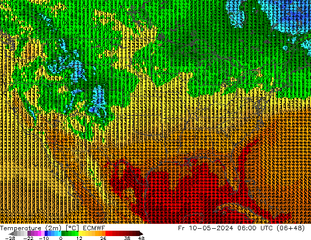 Temperatura (2m) ECMWF ven 10.05.2024 06 UTC