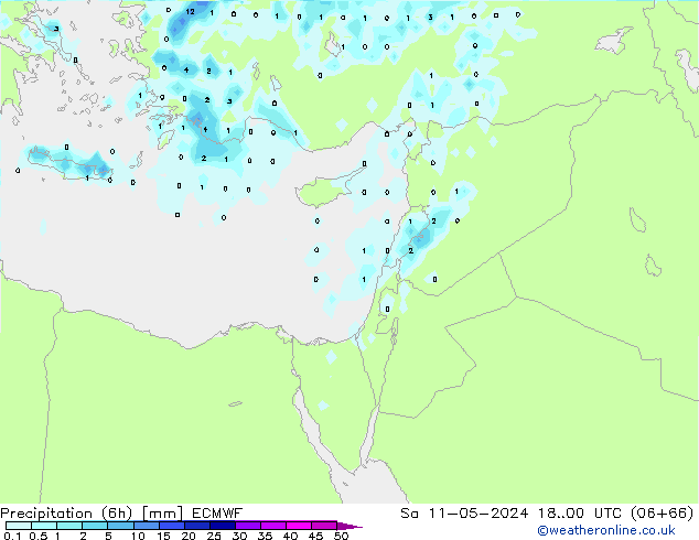 Precipitation (6h) ECMWF Sa 11.05.2024 00 UTC