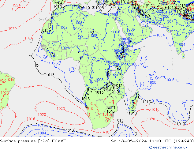 Atmosférický tlak ECMWF So 18.05.2024 12 UTC