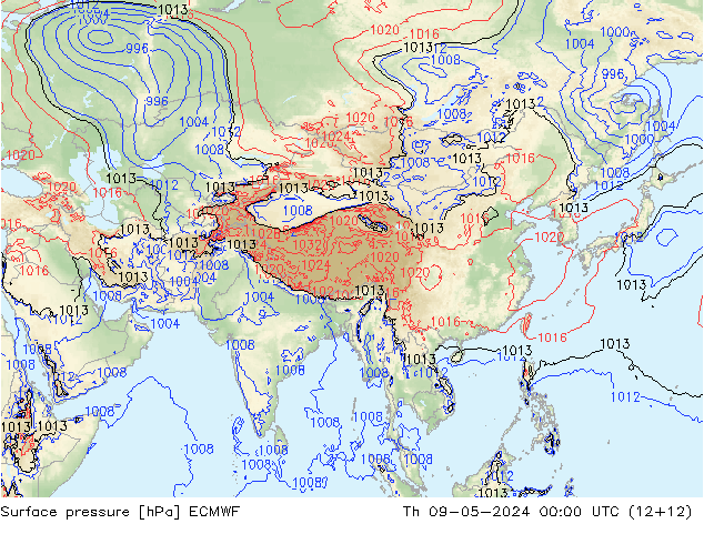 Luchtdruk (Grond) ECMWF do 09.05.2024 00 UTC