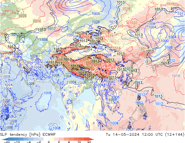 SLP tendency ECMWF Tu 14.05.2024 12 UTC