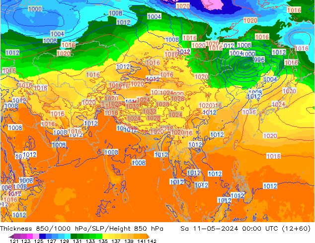 Thck 850-1000 hPa ECMWF Sa 11.05.2024 00 UTC