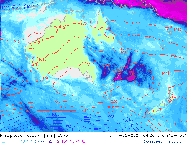 Precipitación acum. ECMWF mar 14.05.2024 06 UTC