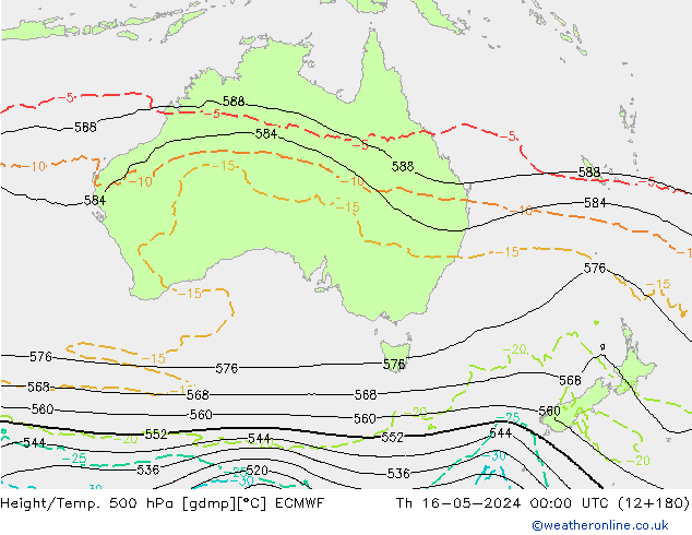 Z500/Rain (+SLP)/Z850 ECMWF jue 16.05.2024 00 UTC