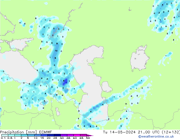 Precipitation ECMWF Tu 14.05.2024 00 UTC