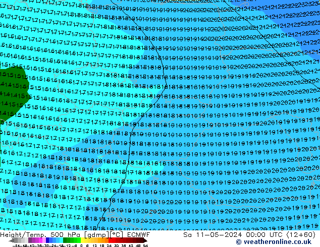 Z500/Rain (+SLP)/Z850 ECMWF Sáb 11.05.2024 00 UTC