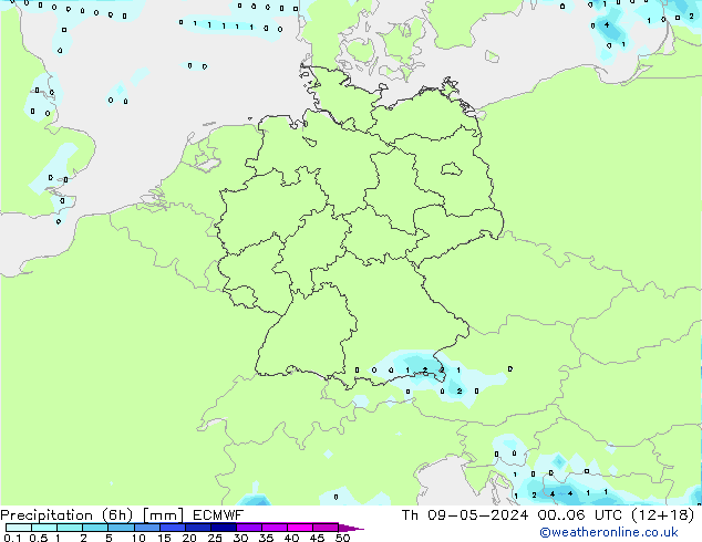 Precipitação (6h) ECMWF Qui 09.05.2024 06 UTC