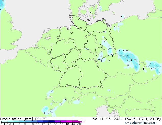 Niederschlag ECMWF Sa 11.05.2024 18 UTC