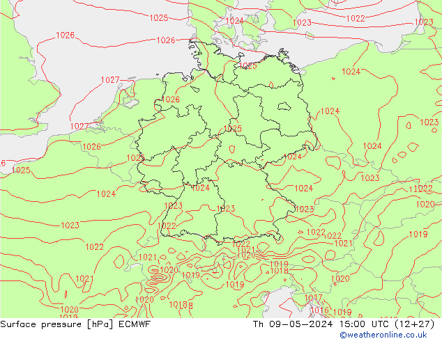 Bodendruck ECMWF Do 09.05.2024 15 UTC