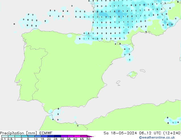 Precipitation ECMWF Sa 18.05.2024 12 UTC