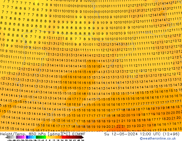 Z500/Rain (+SLP)/Z850 ECMWF dom 12.05.2024 12 UTC