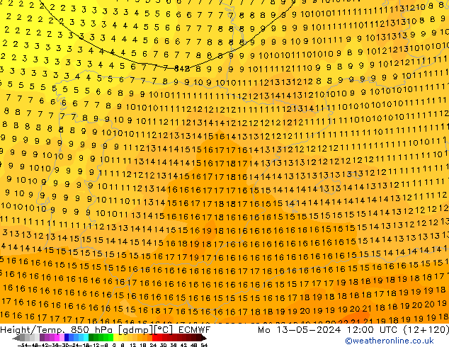 Z500/Regen(+SLP)/Z850 ECMWF ma 13.05.2024 12 UTC