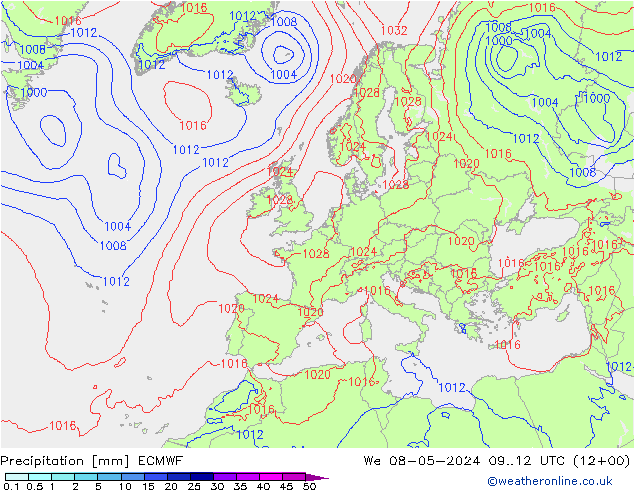 Niederschlag ECMWF Mi 08.05.2024 12 UTC