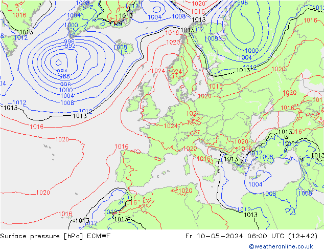 Surface pressure ECMWF Fr 10.05.2024 06 UTC