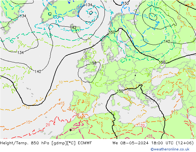 Z500/Rain (+SLP)/Z850 ECMWF  08.05.2024 18 UTC