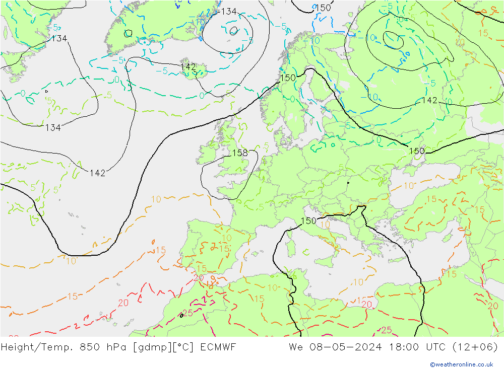 Z500/Rain (+SLP)/Z850 ECMWF 星期三 08.05.2024 18 UTC