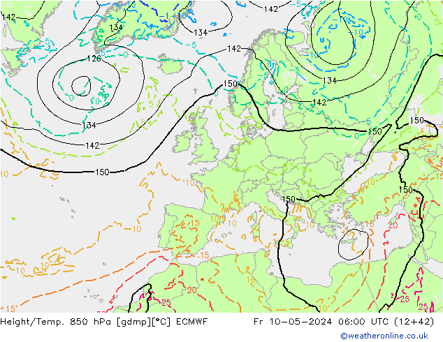 Z500/Yağmur (+YB)/Z850 ECMWF Cu 10.05.2024 06 UTC