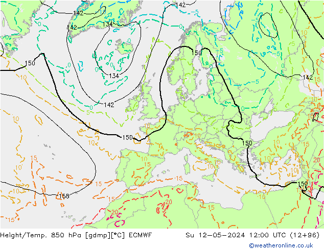 Z500/Rain (+SLP)/Z850 ECMWF Su 12.05.2024 12 UTC