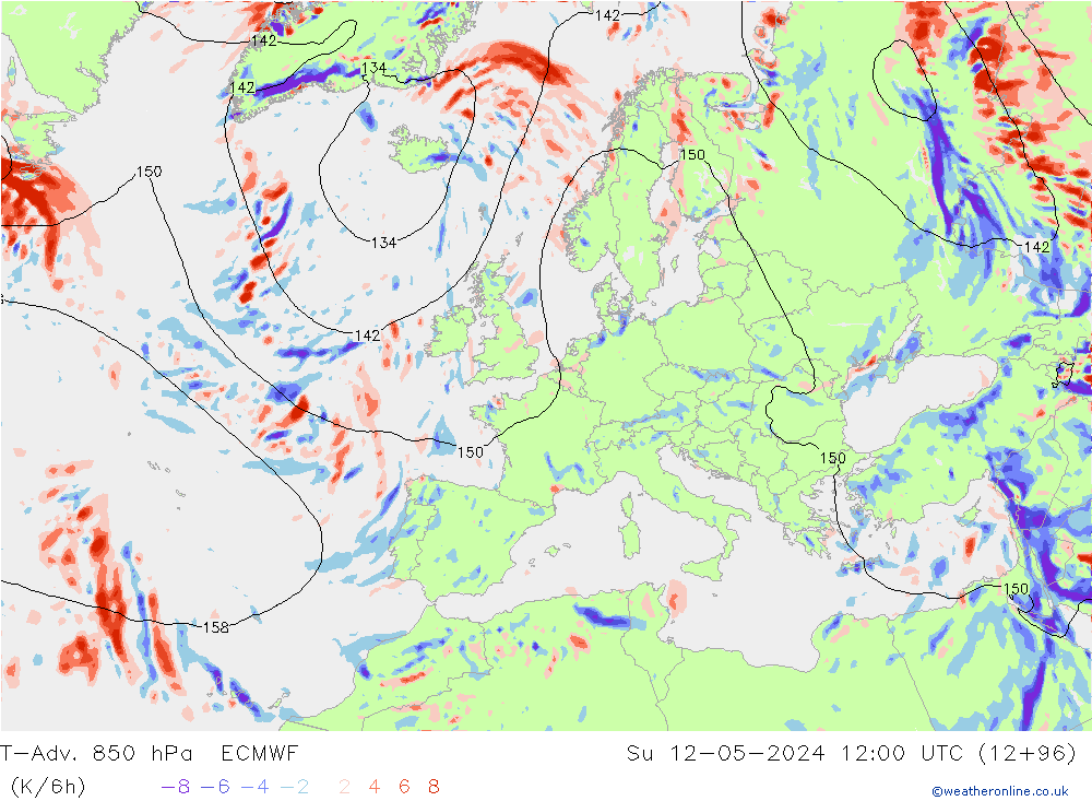 T-Adv. 850 hPa ECMWF dim 12.05.2024 12 UTC
