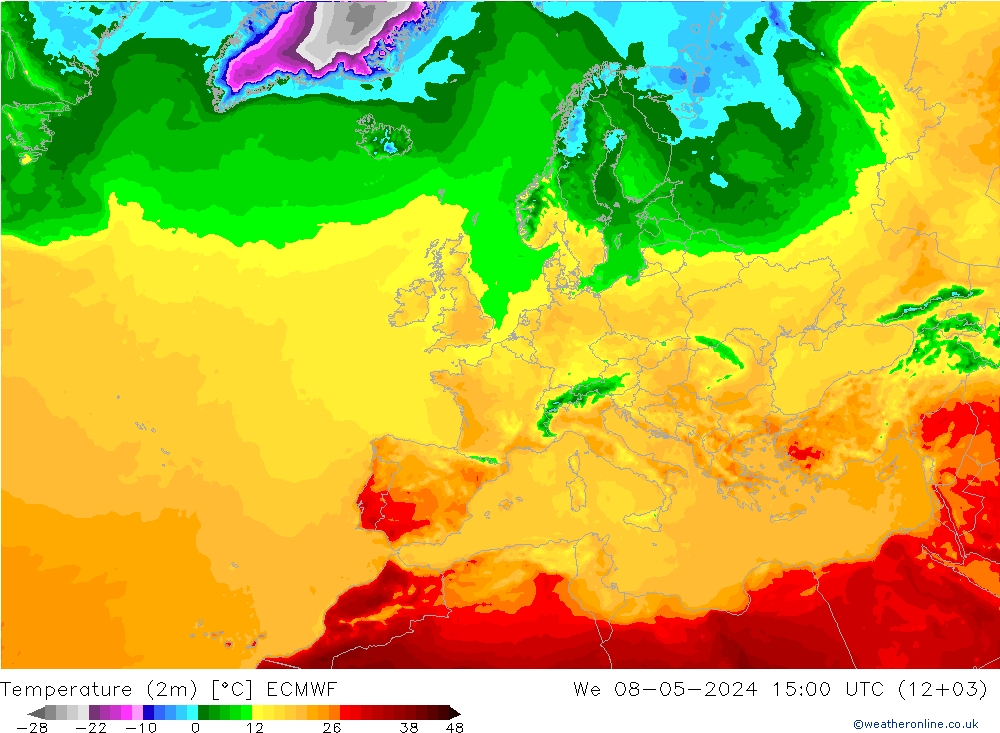 Temperatura (2m) ECMWF mié 08.05.2024 15 UTC