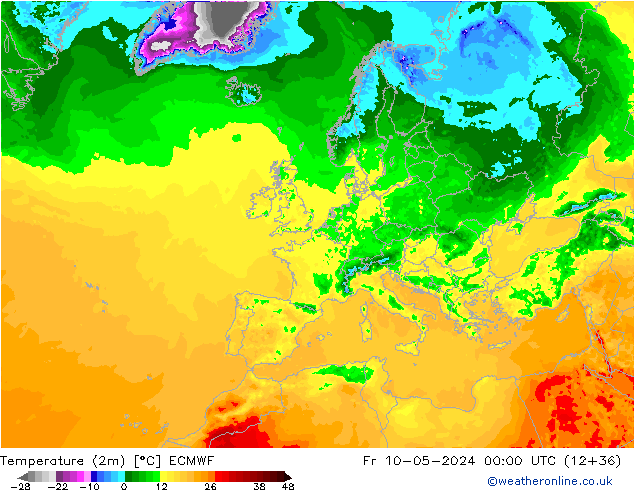 Temperatura (2m) ECMWF ven 10.05.2024 00 UTC