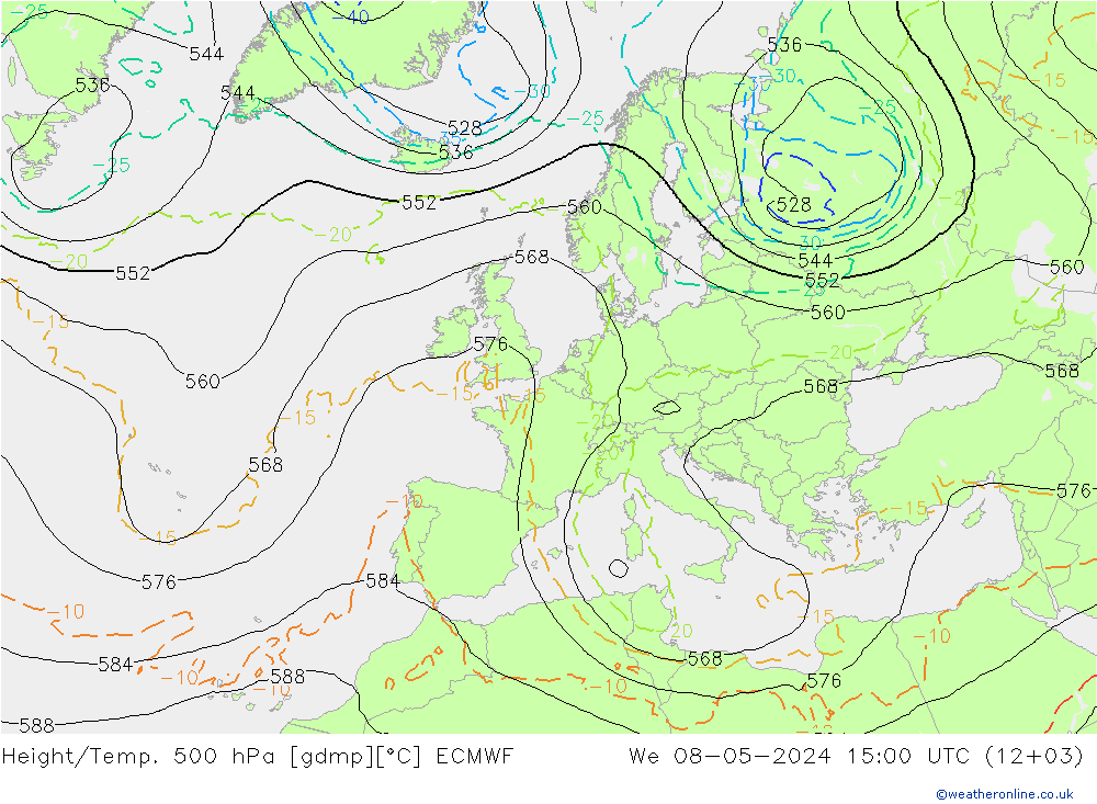 Geop./Temp. 500 hPa ECMWF mié 08.05.2024 15 UTC