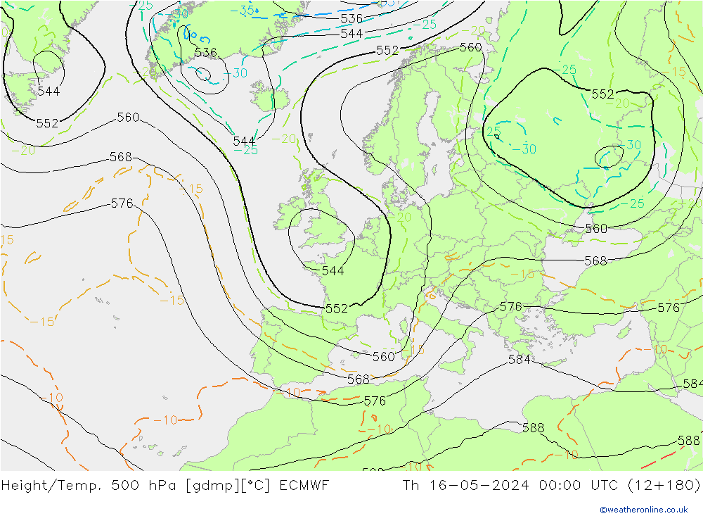 Height/Temp. 500 hPa ECMWF  16.05.2024 00 UTC