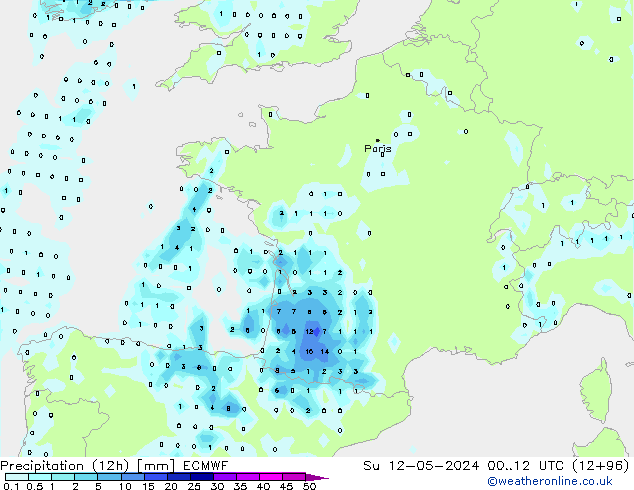 Precipitazione (12h) ECMWF dom 12.05.2024 12 UTC