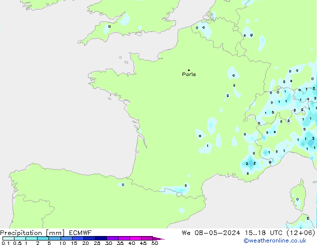 Precipitation ECMWF We 08.05.2024 18 UTC