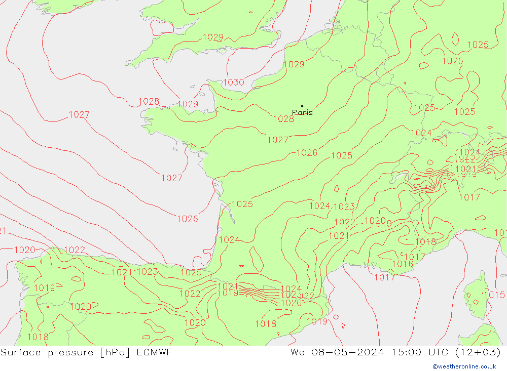 приземное давление ECMWF ср 08.05.2024 15 UTC