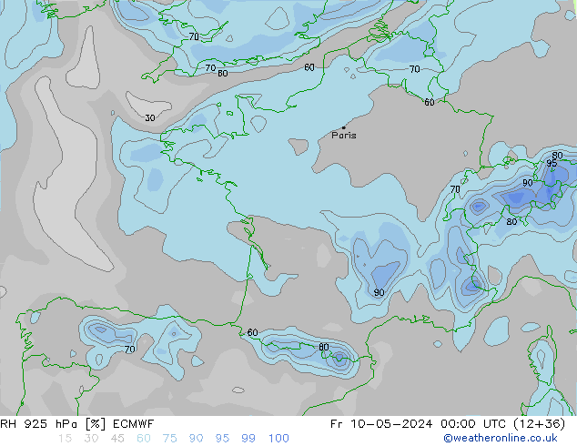 RH 925 hPa ECMWF ven 10.05.2024 00 UTC