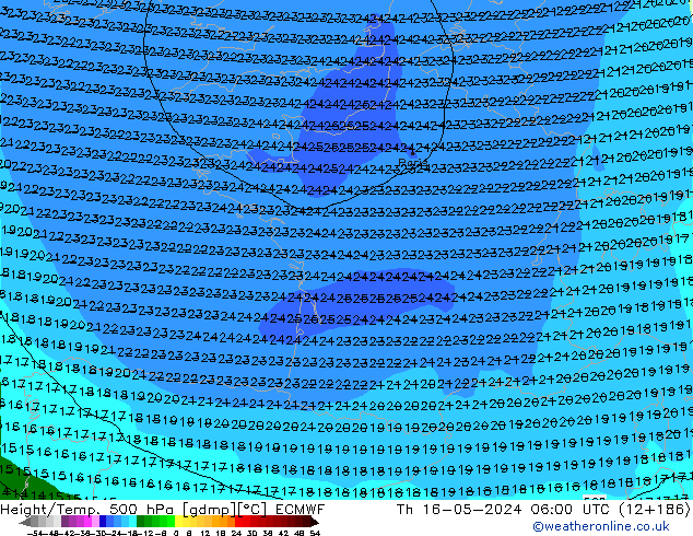 Z500/Rain (+SLP)/Z850 ECMWF czw. 16.05.2024 06 UTC