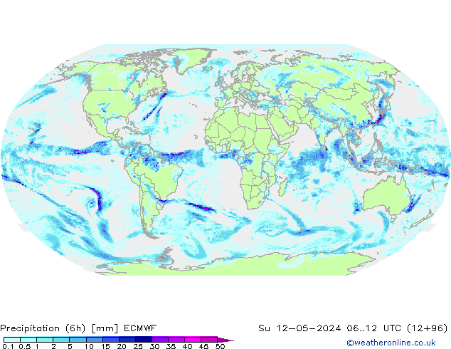 Precipitación (6h) ECMWF dom 12.05.2024 12 UTC
