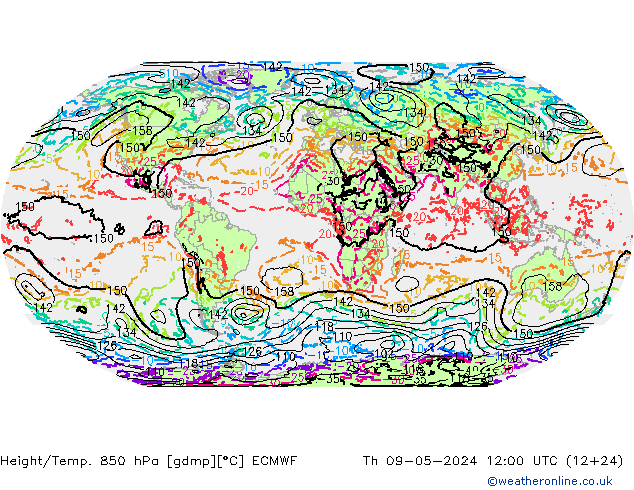 Z500/Rain (+SLP)/Z850 ECMWF 星期四 09.05.2024 12 UTC