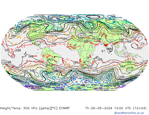 Z500/Rain (+SLP)/Z850 ECMWF  09.05.2024 12 UTC