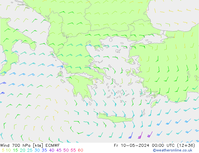 ветер 700 гПа ECMWF пт 10.05.2024 00 UTC