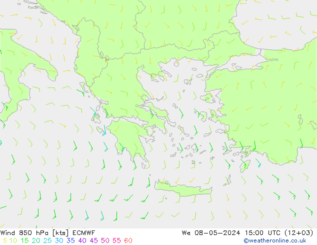 Rüzgar 850 hPa ECMWF Çar 08.05.2024 15 UTC