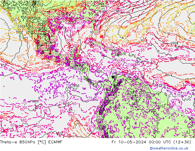 Theta-e 850hPa ECMWF vie 10.05.2024 00 UTC