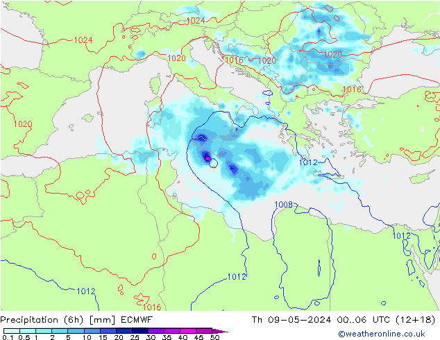 Z500/Rain (+SLP)/Z850 ECMWF jue 09.05.2024 06 UTC