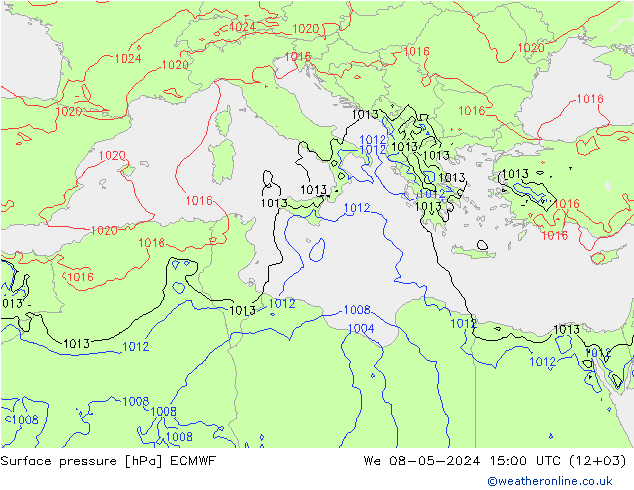 Yer basıncı ECMWF Çar 08.05.2024 15 UTC