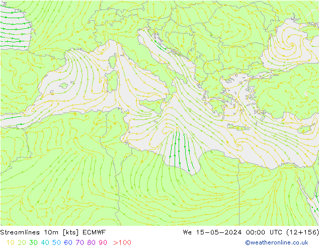 Streamlines 10m ECMWF St 15.05.2024 00 UTC