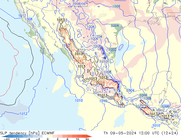 Tendencia de presión ECMWF jue 09.05.2024 12 UTC