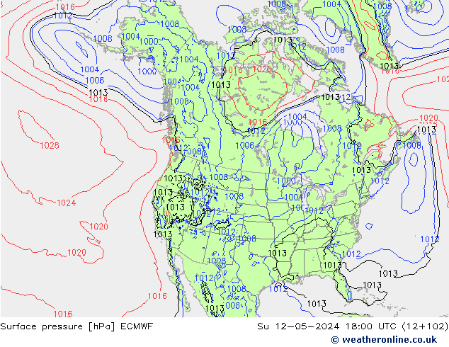 Luchtdruk (Grond) ECMWF zo 12.05.2024 18 UTC