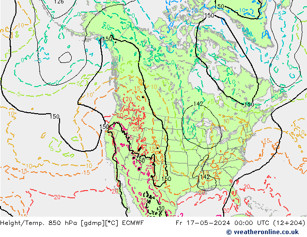 Z500/Yağmur (+YB)/Z850 ECMWF Cu 17.05.2024 00 UTC