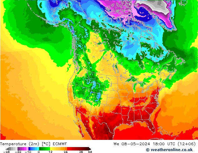 Temperature (2m) ECMWF We 08.05.2024 18 UTC