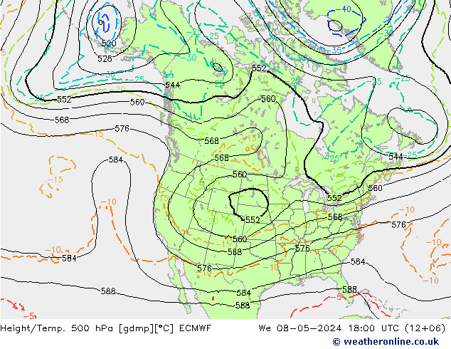 Z500/Rain (+SLP)/Z850 ECMWF Mi 08.05.2024 18 UTC